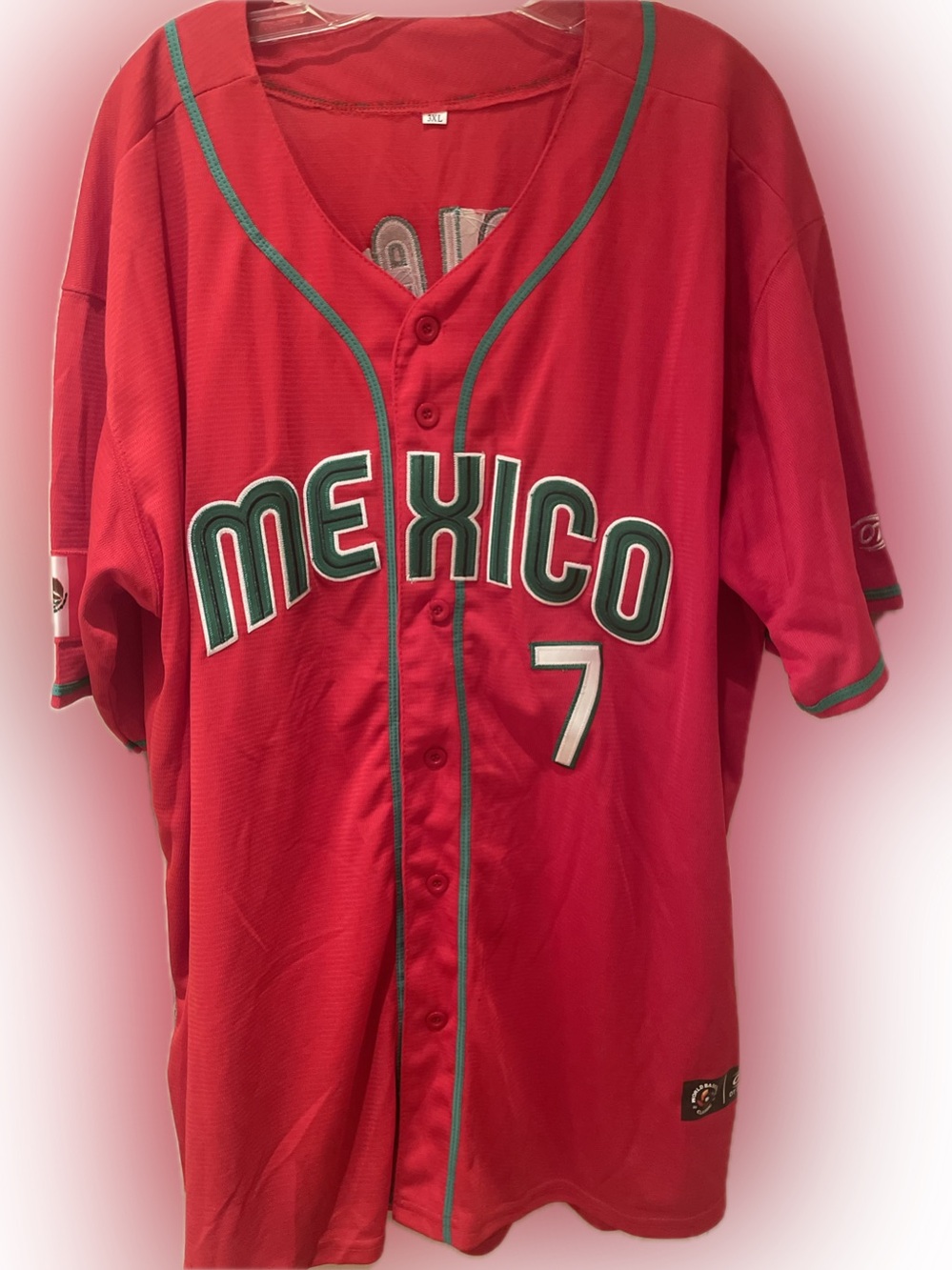 Men's WBC Mexico Julio Urias #7 Red Baseball Jersey